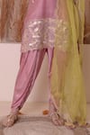 Buy_Surabhi Arya_Pink Bamberg Silk Embroidery Zari Placement Kurta Dhoti Pant Set _Online_at_Aza_Fashions