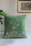 Mid July Home_Green Premium Cotton Thread Blossom Embroidered Cushion Cover _Online_at_Aza_Fashions