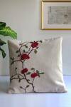 Shop_Mid July Home_Off White Premium Cotton Thread Berry Bliss Embroidered Cushion Cover _at_Aza_Fashions