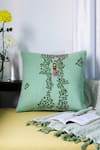 Buy_Mid July Home_Green Premium Cotton Thread Lotus Serenity Embroidered Cushion Cover _at_Aza_Fashions