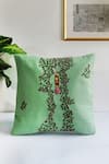 Buy_Mid July Home_Green Premium Cotton Thread Lotus Serenity Embroidered Cushion Cover _Online_at_Aza_Fashions