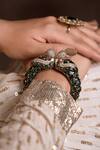 Buy_Anana_Green Meenakari, Emerald Stones, White Finish Zircons Lucky Embellished Bangle_at_Aza_Fashions
