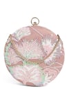 Buy_Richa Gupta_Pink Sequin Suede Floral Embroidered Clutch _at_Aza_Fashions