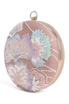 Richa Gupta_Pink Sequin Suede Floral Embroidered Clutch _Online_at_Aza_Fashions