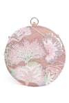 Buy_Richa Gupta_Pink Sequin Suede Floral Embroidered Clutch _Online_at_Aza_Fashions