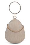 Buy_Richa Gupta_Silver Crytsal Textured Color Blocked Round Handle Clutch _at_Aza_Fashions