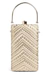 Richa Gupta_Gold Sequin Rectangular And Thread Work Bag _Online_at_Aza_Fashions