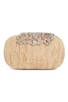 Richa Gupta_Gold Stone Textured Bejewelled Clasp Clutch _Online_at_Aza_Fashions