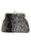 Buy_Richa Gupta_Black Fringe Textured Clutch _at_Aza_Fashions