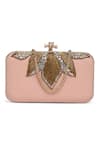 Buy_Richa Gupta_Pink Stone Suede Placement Embroidered Clutch _at_Aza_Fashions