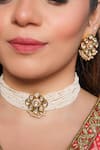 Buy_Anana_White Moissanite Polki Alba Pearl Embellished Choker Set _at_Aza_Fashions