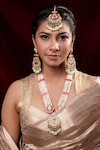 Buy_Anana_Multi Color Semi Precious Anupama Kundan Embellished Long Pendant Necklace Set_at_Aza_Fashions