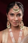 Shop_Anana_Multi Color Semi Precious Anupama Kundan Embellished Long Pendant Necklace Set_at_Aza_Fashions