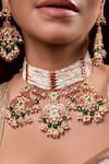 Shop_Anana_Gold Plated Semi Precious Stone Anuradha Polki Embellished Choker Set _at_Aza_Fashions