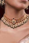 Shop_Anana_Multi Color Semi Precious Stone Apoorva Moissanite Polki Studded Choker Set _at_Aza_Fashions