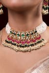 Shop_Anana_Multi Color Kundan Arzoo Moissanite Polki Embellished Choker Set _at_Aza_Fashions