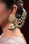 Shop_Anana_Green Kundan Esha Studded Jhumkas _at_Aza_Fashions