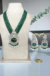 Shop_Anana_Green Kundan Karishma Moissanite Polki Studded Necklace Set _at_Aza_Fashions