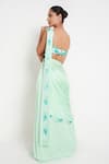 Shop_Disha Kahai_Green Saree Satin Silk Embroidered Sequin Embellished Pre-draped With Blouse_at_Aza_Fashions
