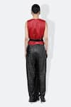 Shop_431-88 by Shweta Kapur_Red Bubble Crepe Textured V-neck Waistcoat  _at_Aza_Fashions