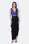 Buy_431-88 by Shweta Kapur_Black Japanese Crepe Solid Draped Lungi Skirt  _at_Aza_Fashions