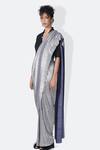 Buy_431-88 By Shweta Kapur_Black Japanese Crepe Solid Structured Plunging V Neck Bo Blouse _Online_at_Aza_Fashions