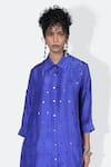 431-88 by Shweta Kapur_Blue Light Silk Embroidery Sequins Collar Lady Bug Shirt  _Online_at_Aza_Fashions