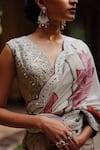 Archana Jaju_Ivory Chiffon Hand Painted Kalamkari Saree _at_Aza_Fashions