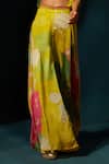 Buy_Basil Leaf_Yellow Chinon Chiffon Hand Embellished Floral V Ombre Top With Pant 