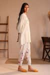 ROZA_Ivory Linen Water Color Pancies Floral Pattern Limoncello Tunic  _Online_at_Aza_Fashions