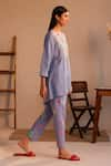 ROZA_Purple Linen Water Color Pancies Floral Pattern Limoncello Tunic  _Online_at_Aza_Fashions