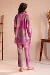 Shop_ROZA_Purple Linen Print Watercolor Sicily Hand Painted Tunic With Pant _at_Aza_Fashions