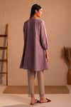 Shop_ROZA_Purple Linen Hand Embroidery Floral Round Stardust Asymmetric Tunic  _at_Aza_Fashions