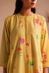 Shop_ROZA_Yellow Linen Print Floral Round Neck Tuscany Flower Bloom Tunic  _Online_at_Aza_Fashions