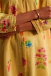 ROZA_Yellow Linen Print Floral Round Neck Tuscany Flower Bloom Tunic  _at_Aza_Fashions