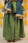 Tiny Colour Clothing_Green Chanderi Printed Floral Block Kurta Sharara Set_Online_at_Aza_Fashions