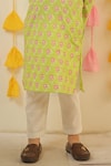 Buy_Tiny Colour Clothing_Green Mulmul Cotton Printed Floral Paisley Kurta And Pant Set_Online_at_Aza_Fashions
