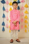 Buy_TINY COLOUR_Pink Mulmul Cotton Printed Floral Kurta And Pant Set _at_Aza_Fashions