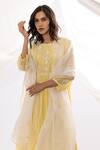 Buy Pants And Pajamas Yellow Chanderi, Organza, Cotton, Embroidery Printed And Hand Kurta Set Buy_Pants And Pajamas_Yellow Chanderi, Organza, Cotton, Embroidery Printed And Hand Kurta Set