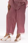 Pants And Pajamas_Purple Chanderi, Cotton, , Organza Floral Polka Dot Kurta Set _Online_at_Aza_Fashions