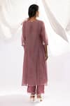 Shop_Pants And Pajamas_Purple Chanderi, Cotton, , Organza Floral Polka Dot Kurta Set _at_Aza_Fashions