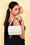 Buy_House of Webhin_White Micro Pearls Embellished Flap Bag With Handle _at_Aza_Fashions