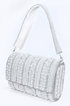 Buy_House of Webhin_White Micro Pearls Embellished Flap Bag With Handle _Online_at_Aza_Fashions