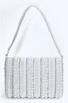 Shop_House of Webhin_White Micro Pearls Embellished Flap Bag With Handle _Online_at_Aza_Fashions