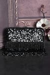 Shop_House of Webhin_Black Sequins Embellished Clutch With Sling Chain _at_Aza_Fashions