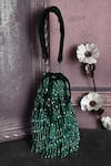 Shop_House of Webhin_Green Crystal Embellished Bucket Bag With Hand _at_Aza_Fashions