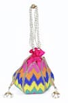 House of Webhin_Multi Color Beads Embellished Potli With Handle _Online_at_Aza_Fashions