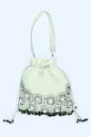 House of Webhin_Green Stones Embellished Potli With Handle _Online_at_Aza_Fashions