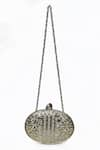 Shop_House of Webhin_Gold Pearls Embellished Oval-shaped Clutch With Chain _Online_at_Aza_Fashions