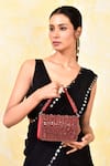 Buy_House of Webhin_Red Stones Embellished Flap Bag With Handle _at_Aza_Fashions